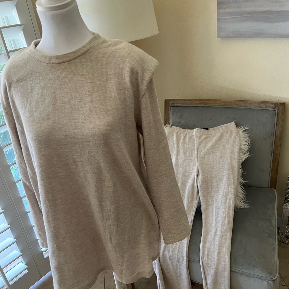 🌟DeFacto Cozy Beige Knit Sweater and Pants Set